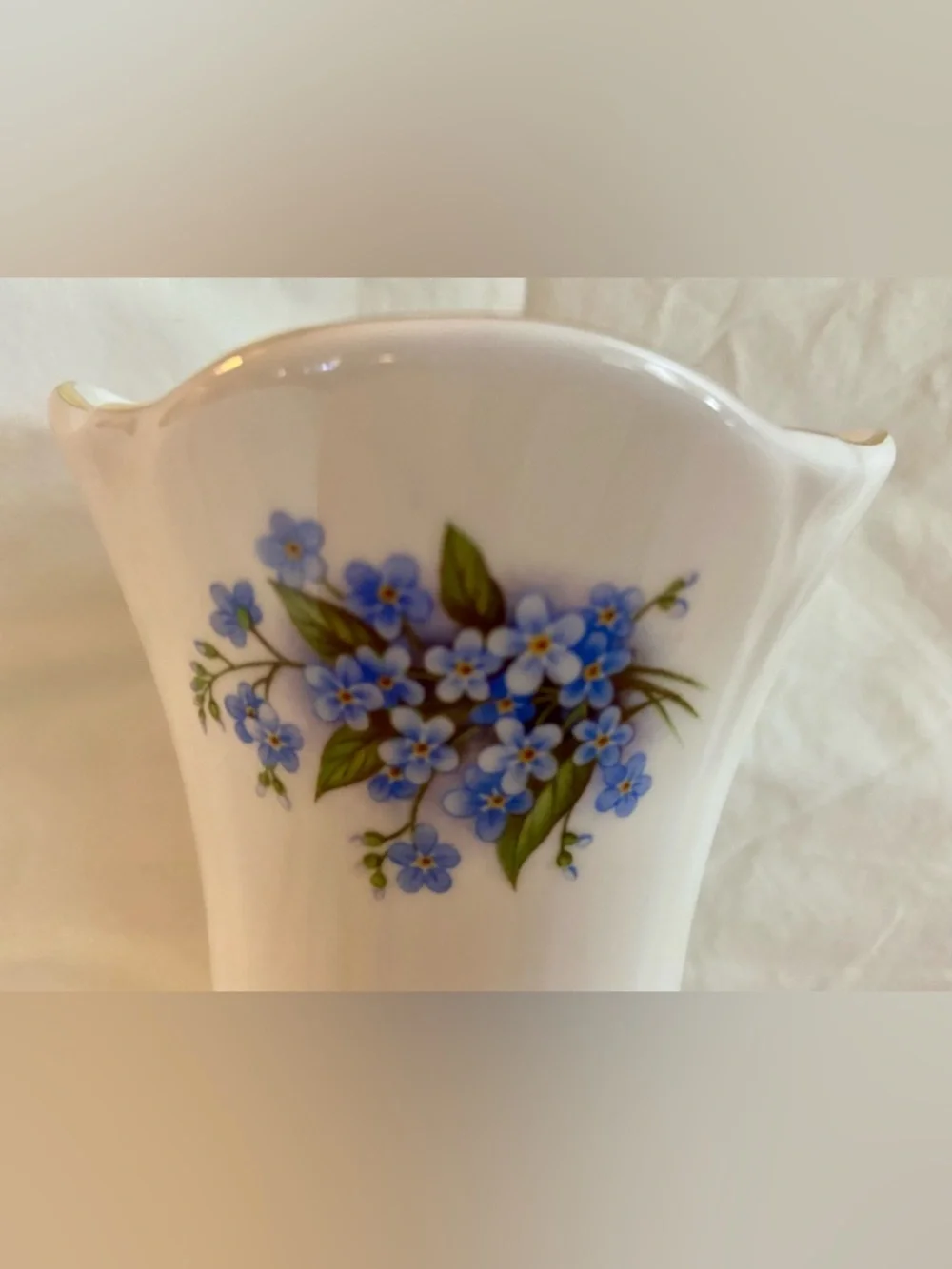 Sheltonian Vintage English Finest Porcelain, Adorned w/Tiny Blue Forget-Me-Knots